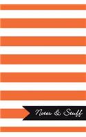 Notes & Stuff - Lined Notebook with Orange Striped Pattern Cover
