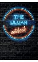 The LILLIAN Notebook: Vintage Blank Ruled Personalized & Custom Neon Sign Name Dotted Notebook Journal for Girls & Women. Wall Background. Funny Desk Accessories. Retro B