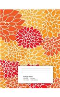 Composition Notebook: College Ruled Orange Floral Blank Lined Cute Notebooks for Girls Teens Kids School Writing Notes Journal (7.5 x 9.25 in)