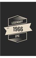 Legendary Awesome Epic Since 1966 Notebook Birthday Gift For Women, Men, Boss, Coworkers, Colleagues, Students & Friends