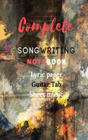 Songwriting Notebook: Music Journal mix of lyric paper sheet and guitar tab