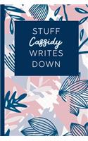 Stuff Cassidy Writes Down: Personalized Journal / Notebook (6 x 9 inch) STUNNING Navy Blue and Mauve Blush Pink Pattern