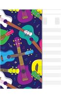 Ukulele Tab Notebook: 6 String Chord and Tablature Staff Music Paper for Students & Teachers, Colored Instruments Cover