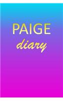 Paige: Journal Diary - Personalized First Name Personal Writing - Letter P Blue Purple Pink Gold Effect Cover - Daily Diaries for Journalists & Writers - J