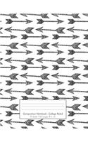 Composition Notebook - College Ruled: 75 sheets / 150 pages, 8.5" x 11" Doodle Black and White Boho Arrows on Composition Book