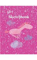 My Sketchbook: Girls Bright Pink Glittery Effect Unicorn Sketchbook, Extra Large Size 8.5 by 11 Inches, 120 Blank Pages, Artists, Doodling, Drawing, Sketching, Wri