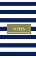 Notes: (6 x 9) Blue and White Stripes, Primary Writing Journal, 100 Pages, Smooth Glossy Cover