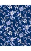 My Big Fat Journal Notebook Blue Chinoiserie Pattern On Navy: Jumbo Sized Ruled Notebook Journal - 300 Plus Lined and Numbered Pages With Index For Journaling, Writing, Planning and Doodling In Large 8.5 by 11 (47 Jumbo Lined Journal 2)