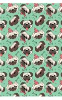 Journal Notebook Funny Pugs Pattern 4: 110 Page Plain Blank Journal For Drawing, Writing, Doodling In Portable 6 x 9 Size.(24 Noteworthy Series Unlined)