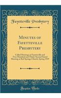 Minutes of Fayetteville Presbytery: Called Meetings at Fayetteville and Two-Hundred and Thirty-Second Stated Meeting at Red Springs Church, Spring 1929 (Classic Reprint)