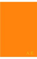 A.E.: Gold on Dark Orange Fashion Color Monogram Personalized Notebook with Two Initials. Matte Soft Cover Professional Style With120 Blank Lined Pages