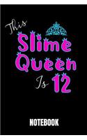 This Slime Queen Is 12: Notebook 100 Pages Journal 6x9 Blank Line