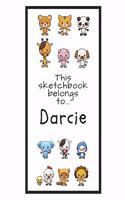 Darcie Sketchbook: Personalized Animals Sketchbook with Name: 120 Pages