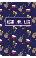 Music for Kids: 100 dotgrid Pages 6 x 9 for men, women, boys, girls, kids, pupils princess and prince