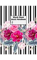 Blank Sheet Music Notebook: Easy Blank Staff Manuscript Book Large 8.5 X 11 Inches Musician Paper Wide 12 Staves Per Page for Piano, Flute, Violin, Guitar, Trumpet, Drums, Cell