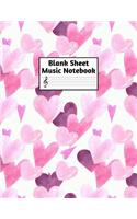 Blank Sheet Music Notebook: Easy Blank Staff Manuscript Book Large 8.5 X 11 Inches Musician Paper Wide 12 Staves Per Page for Piano, Flute, Violin, Guitar, Trumpet, Drums, Cell