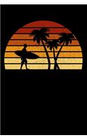 Surfer Notebook: Vintage Sunset Surfing 6 x 9 (A5) Graph Paper Squared Journal Gift For Surfers And Surfriders (108 Pages)