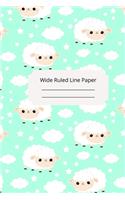 Cute Baby Sheep Theme Wide Ruled Line Paper