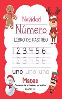 Navidad Número Libro De Rastreo Mates Cuaderno de actividades para niños Edades 2-5