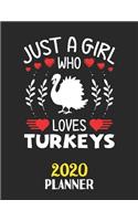 Just A Girl Who Loves Turkeys 2020 Planner: Weekly Monthly 2020 Planner For Girl Women Who Loves Turkeys 8.5x11 67 Pages