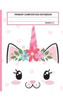 Primary Composition Notebook Grades K-2 Kawaii Kitty Cat