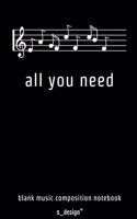 Music Notebook for Music Composition / Song-Writing / Song-Texting / Songtext Writing