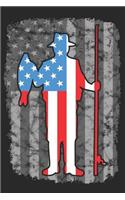 Journal: Blank Lined Paper Diary Notebook American Flag Fishing Design