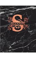 Shannon: Personalized Journal Notebook for Women or Girls. Monogram Initial S with Name. Black Marble & Rose Gold Cover. 8.5 X 11 110 Pages Lined Journal Pap