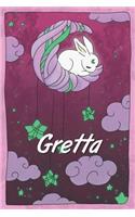 Gretta: personalized notebook sleeping bunny on the moon with stars softcover 120 pages blank useful as notebook, dream diary, scrapbook, journal or gift id