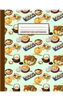 Composition Notebook: Sushi Pattern Cover Design - Wide Ruled - 120 Blank Lined Pages - 8.5" X 11" - Matte Finished Soft Cover