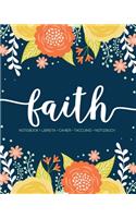 Faith: Notebook - Libreta - Cahier - Taccuino - Notizbuch: 110 pages paginas seiten pagine: Modern Florals First Name Notebook in Orange, Mint & Yellow on 