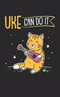 Uke Can Do It: Ukelele Instrument Cat Playing Ukulele. Dot Grid Composition Notebook to Take Notes at Work. Dotted Bullet Point Diary, To-Do-List or Journal For Me