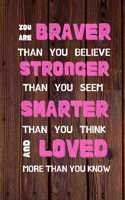 You Are Braver Than You Believe Stronger Than You Seem Smarter Than You Think And Loved More Than You Know