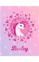 Bexley: Unicorn Large Blank Primary Sketchbook Paper - Pink Purple Magical Horse Personalized Letter B Initial Custom First Name Cover - Drawing Sketch Book