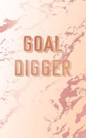 Goal Digger: Inspirational Quote Bullet Journal, Classic Pink Marble and Rose Gold - 6 x 9, 120 Dot Grid Pages