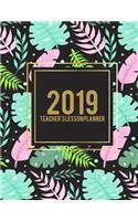 2019 Teacher's Lesson Planner: Night Pink Floral, 2019 Weekly Monthly Teacher Planner and Record Book 8.5" X 11" Weekly Spreads Include Space to Write Your Lessons Plans for Each 