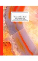Composition Book Bright Orange Agate Geode Wide Ruled