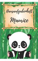 Hausaufgabenheft Maurice: personalisiertes Panda Hausaufgabenheft / Schülerplaner für 1 Schuljahr mit Wochenübersicht / mit 2x Stundenplan / DIN A 5 / 112 Seiten