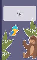 Tru: Personalized Notebooks - Sketchbook for Kids with Name Tag - Drawing for Beginners with 110 Dot Grid Pages - 6x9 / A5 size Name Notebook - Perfect a