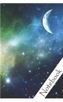 Notebook: Vibrant deep space design, 6" x 9", 120 fully lined pages, Soft glossy cover