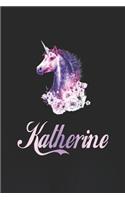 Katherine: First Name Personalized Unicorn Customized Names Gift Birthday Girl Notebook Journal