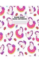 Blank Sheet Music Notebook: Cute Unicorn Matte Cover Design with 110 Pages White Paper Interior for Musician Students and Professionals Playing Piano, Ukelele, Mandolin and oth