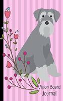 Vision Board Journal: 2020 Monthly Goal Planner Tracker Notebook Schnauzer Dog Pink Flowers