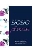 2020 Planner Weekly and Monthly Calendar and Goals: Blue Floral Theme For To-Do List, Appointment Journal and Academic Agenda Schedule Organizer January - December 2020 Best Holiday Gift Idea