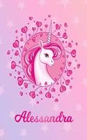 Alessandra: Unicorn Large Blank Primary Sketchbook Paper - Pink Purple Magical Horse Personalized Letter A Initial Custom First Name Cover - Drawing Sketch Book