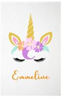 Emmeline A5 Lined Notebook 110 Pages: Funny Blank Journal For Lovely Magical Unicorn Face Dream Family First Name Middle Last Surname. Unique Student Teacher Scrapbook/ Composition Great
