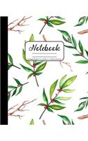 Notebook College Ruled 7.5 x 9.25 in / 19.05 x 23.5 cm: Composition Book, Winter Watercolor Red and Green Holly Leaves Cover, C781