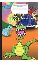Wide Ruled Composition Notebook 6"x 9". 120 Pages: Dinosaurs Volcano Kids Poster Fun Clip Art Cover. Notebook Composition Book Wide Ruled for Kids, girls, boys, school, students, teachers. Elementary