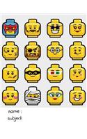 School Composition Notebook Lego Emoji for Boys: Yellow Bricks and Blocks Back to School Wide-Ruled Writing Journal for Grade School Students