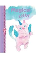 Magical Kitty: Cute Unicorn Cat College Ruled Composition Writing Notebook